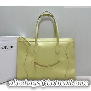 New Design Celine Flat Cabas New Luggage Bag in Glossy Calfskin Leather 123963 Citrus Yellow 2026
