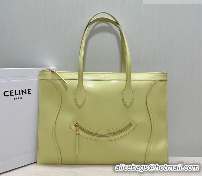 New Design Celine Flat Cabas New Luggage Bag in Glossy Calfskin Leather 123963 Citrus Yellow 2026