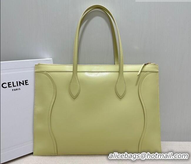 New Design Celine Flat Cabas New Luggage Bag in Glossy Calfskin Leather 123963 Citrus Yellow 2026