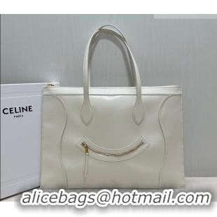 Best Price Celine Flat Cabas New Luggage Bag in Glossy Calfskin Leather 123963 White 2026