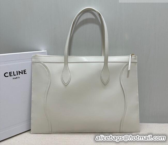 Best Price Celine Flat Cabas New Luggage Bag in Glossy Calfskin Leather 123963 White 2026