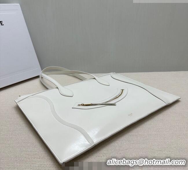 Best Price Celine Flat Cabas New Luggage Bag in Glossy Calfskin Leather 123963 White 2026