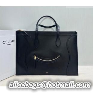 Shop Discount Celine Flat Cabas New Luggage Bag in Glossy Calfskin Leather 123963 Black 2026