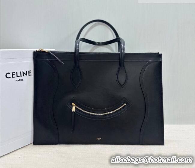Shop Discount Celine Flat Cabas New Luggage Bag in Glossy Calfskin Leather 123963 Black 2026