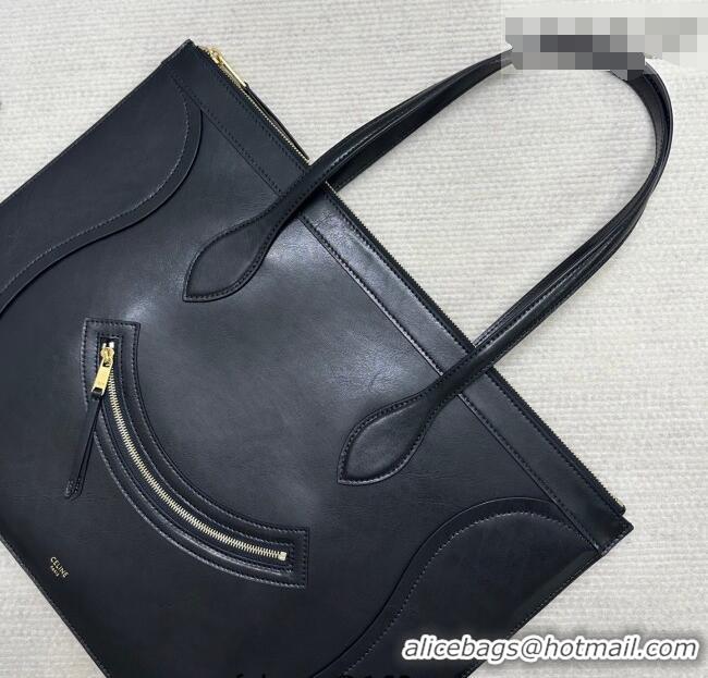 Shop Discount Celine Flat Cabas New Luggage Bag in Glossy Calfskin Leather 123963 Black 2026