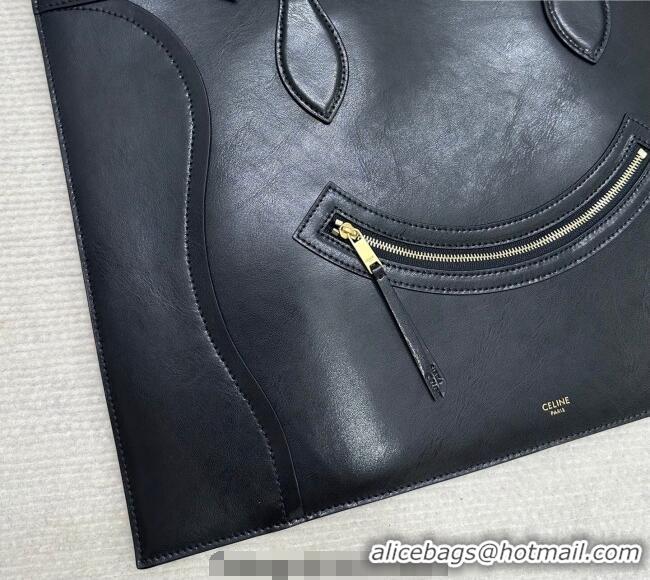 Shop Discount Celine Flat Cabas New Luggage Bag in Glossy Calfskin Leather 123963 Black 2026