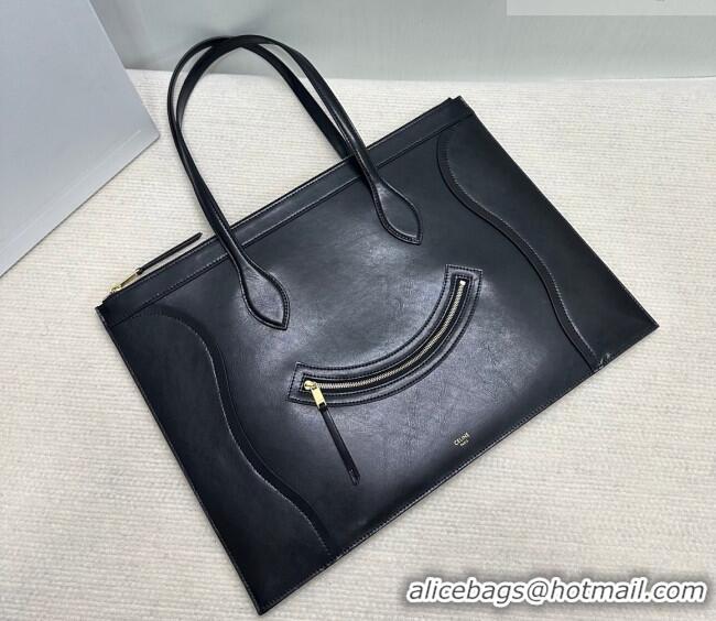 Shop Discount Celine Flat Cabas New Luggage Bag in Glossy Calfskin Leather 123963 Black 2026