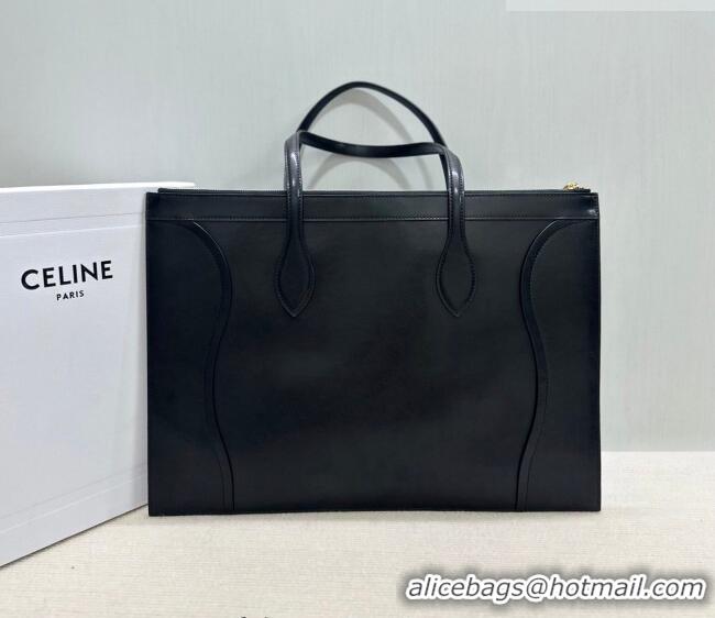 Shop Discount Celine Flat Cabas New Luggage Bag in Glossy Calfskin Leather 123963 Black 2026