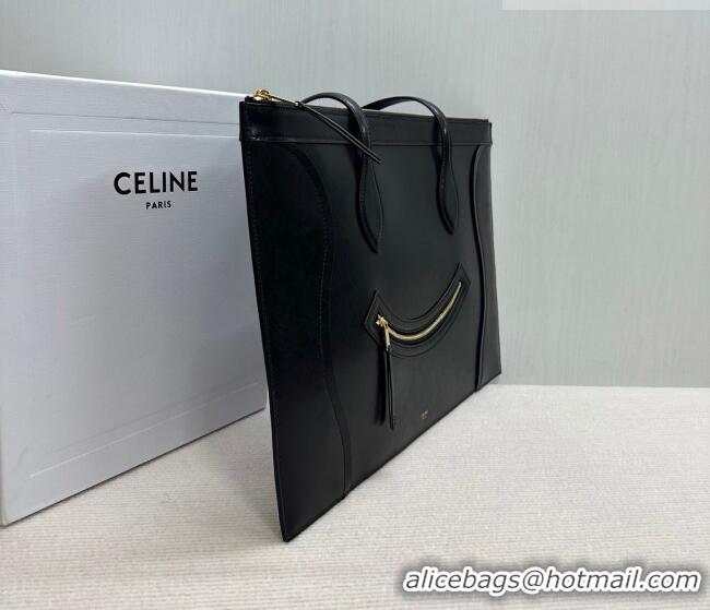 Shop Discount Celine Flat Cabas New Luggage Bag in Glossy Calfskin Leather 123963 Black 2026