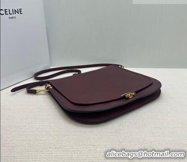 Top Quality Celine Besace Soft Triomphe in Supple Shiny Lambskin 123632 Burgundy 2025