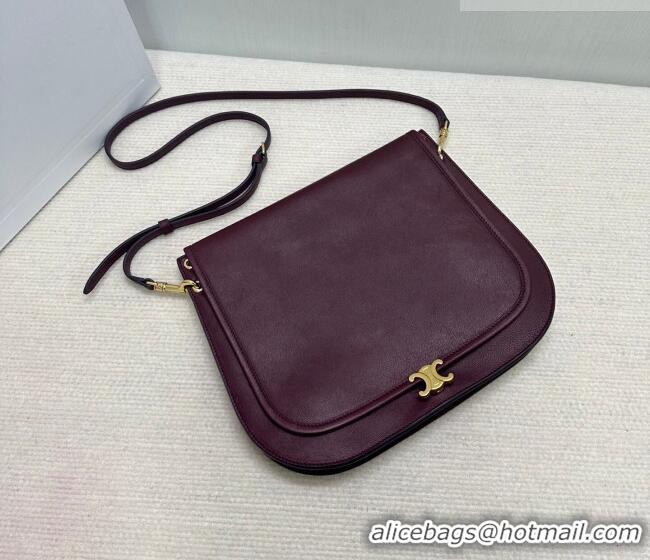 Top Quality Celine Besace Soft Triomphe in Supple Shiny Lambskin 123632 Burgundy 2025