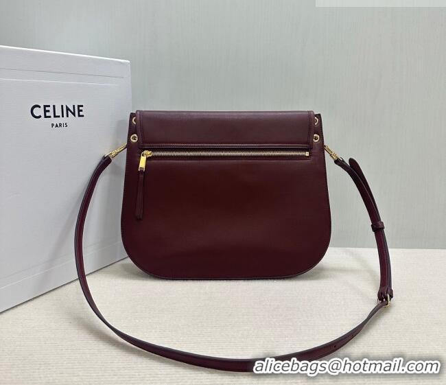 Top Quality Celine Besace Soft Triomphe in Supple Shiny Lambskin 123632 Burgundy 2025