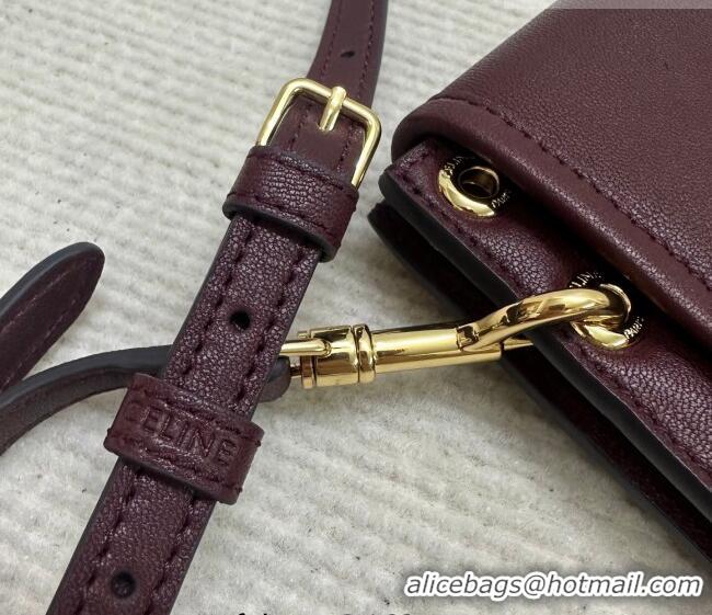 Top Quality Celine Besace Soft Triomphe in Supple Shiny Lambskin 123632 Burgundy 2025
