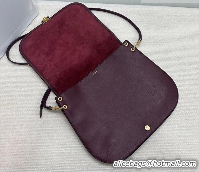 Top Quality Celine Besace Soft Triomphe in Supple Shiny Lambskin 123632 Burgundy 2025