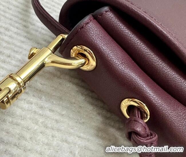 Top Grade Celine Halfmoon Soft Triomphe Bag in Supple Shiny Lambskin 124142 Burgundy 2025