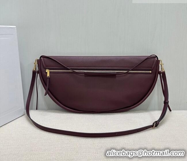 Top Grade Celine Halfmoon Soft Triomphe Bag in Supple Shiny Lambskin 124142 Burgundy 2025