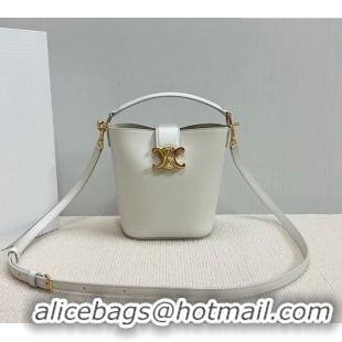 Luxury Discount Celine Mini Bucket Bag Louise in Smooth Calfskin Leather 10N473 White 2026