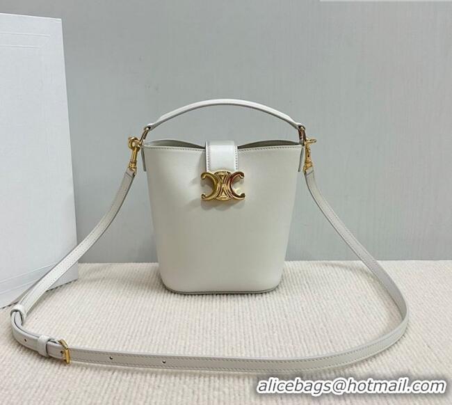 Luxury Discount Celine Mini Bucket Bag Louise in Smooth Calfskin Leather 10N473 White 2026