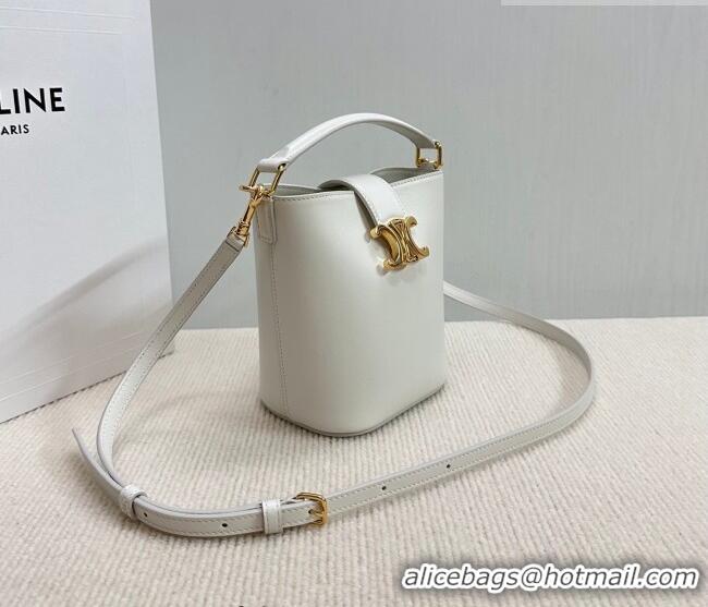 Luxury Discount Celine Mini Bucket Bag Louise in Smooth Calfskin Leather 10N473 White 2026