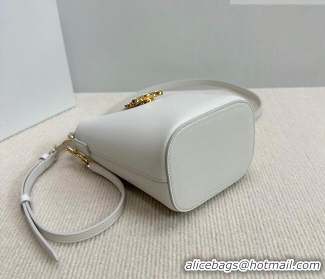 Luxury Discount Celine Mini Bucket Bag Louise in Smooth Calfskin Leather 10N473 White 2026