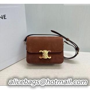 Top Quality Celine Teen Triomphe Mini Bag in Grained Nubuck Chestnut 188423 Brown 2026