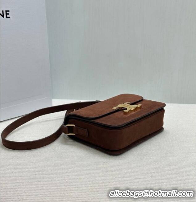 Top Quality Celine Teen Triomphe Mini Bag in Grained Nubuck Chestnut 188423 Brown 2026