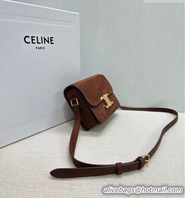 Top Quality Celine Teen Triomphe Mini Bag in Grained Nubuck Chestnut 188423 Brown 2026