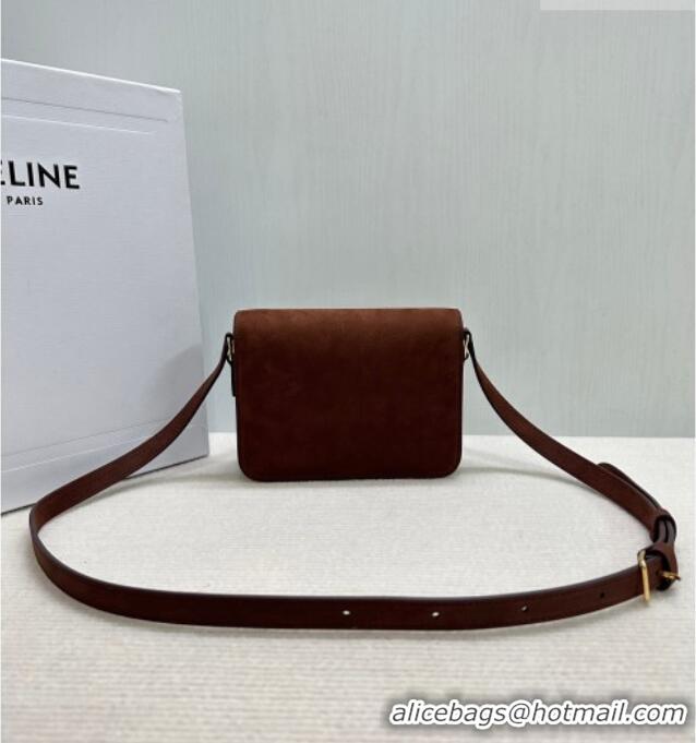 Top Quality Celine Teen Triomphe Mini Bag in Grained Nubuck Chestnut 188423 Brown 2026