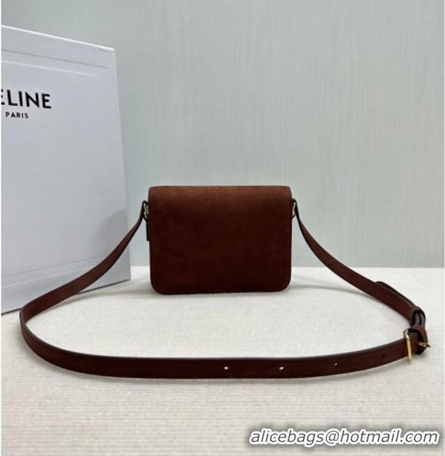 Top Quality Celine Teen Triomphe Mini Bag in Grained Nubuck Chestnut 188423 Brown 2026