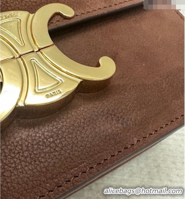Top Quality Celine Teen Triomphe Mini Bag in Grained Nubuck Chestnut 188423 Brown 2026