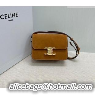 Unique Discount Celine Teen Triomphe Mini Bag in Suede 188423 Camel 2026