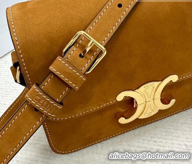 Unique Discount Celine Teen Triomphe Mini Bag in Suede 188423 Camel 2026