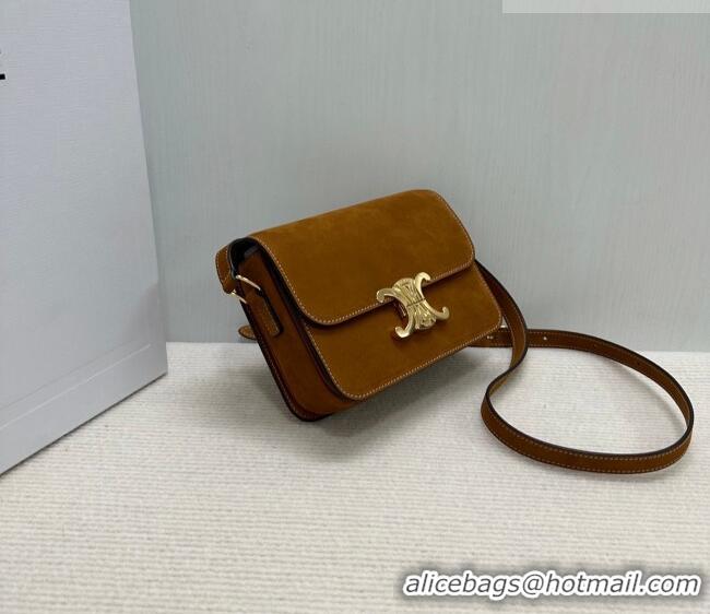 Unique Discount Celine Teen Triomphe Mini Bag in Suede 188423 Camel 2026