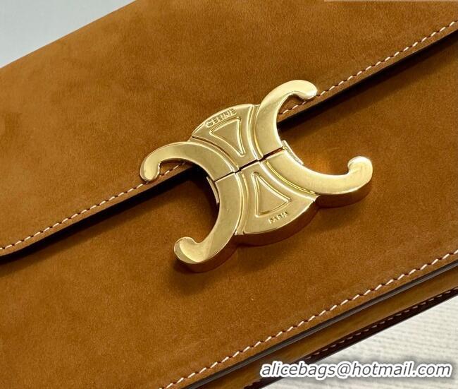 Unique Discount Celine Teen Triomphe Mini Bag in Suede 188423 Camel 2026