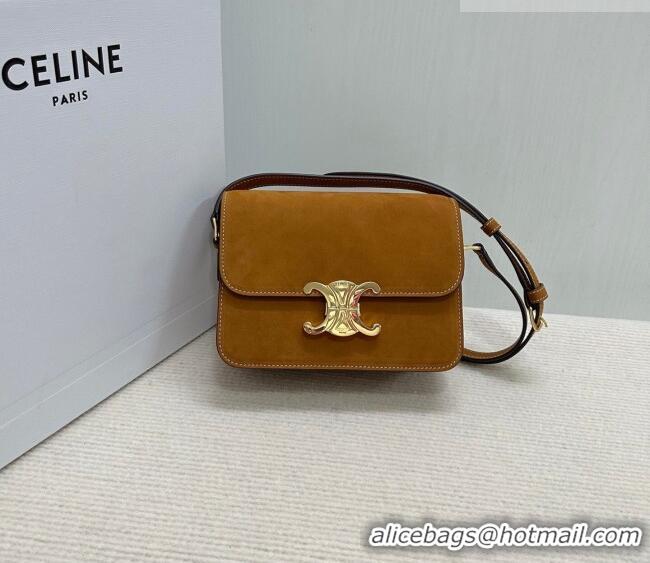 Unique Discount Celine Teen Triomphe Mini Bag in Suede 188423 Camel 2026