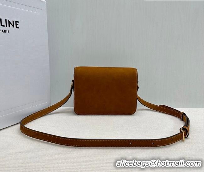 Unique Discount Celine Teen Triomphe Mini Bag in Suede 188423 Camel 2026