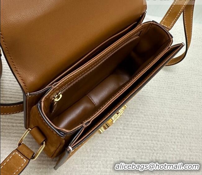 Unique Discount Celine Teen Triomphe Mini Bag in Suede 188423 Camel 2026