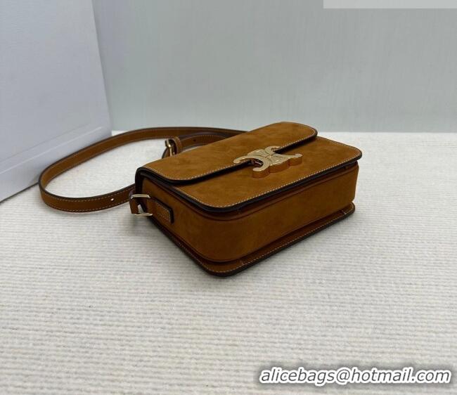 Unique Discount Celine Teen Triomphe Mini Bag in Suede 188423 Camel 2026