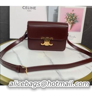 Promotional Celine Teen Triomphe Mini Bag in Shiny Calfskin Leather 188423 Burgundy 2026
