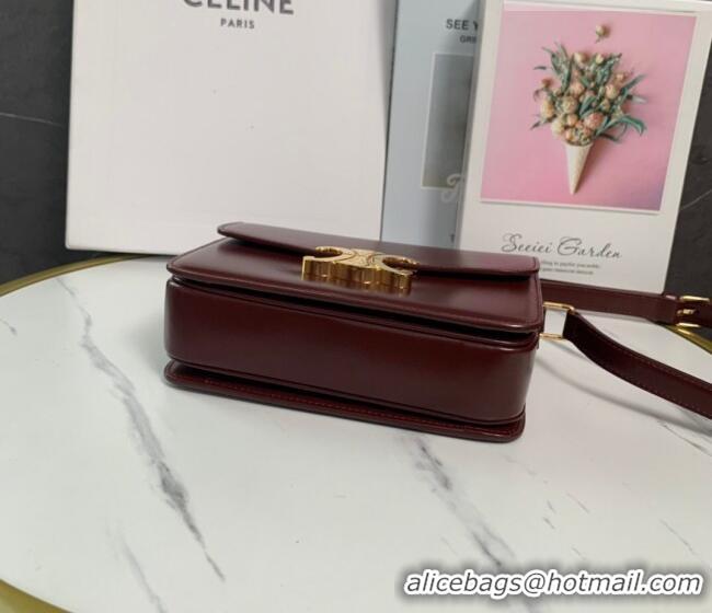 Promotional Celine Teen Triomphe Mini Bag in Shiny Calfskin Leather 188423 Burgundy 2026