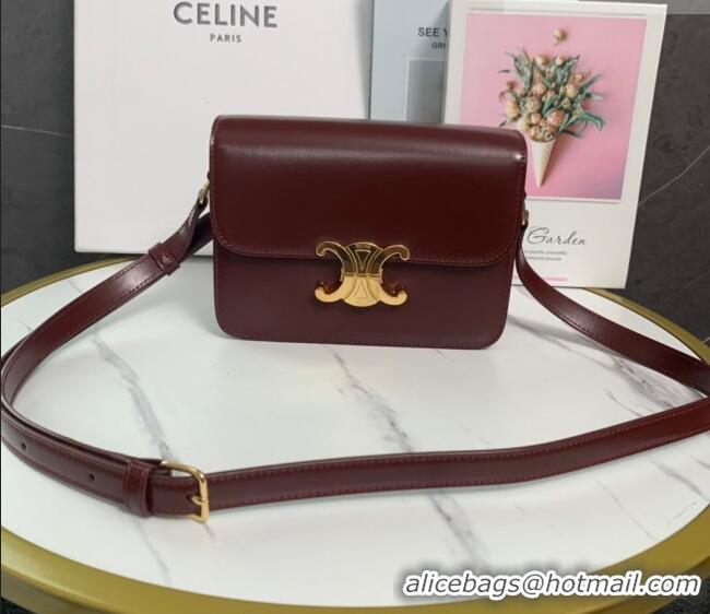 Promotional Celine Teen Triomphe Mini Bag in Shiny Calfskin Leather 188423 Burgundy 2026