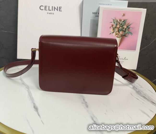 Promotional Celine Teen Triomphe Mini Bag in Shiny Calfskin Leather 188423 Burgundy 2026