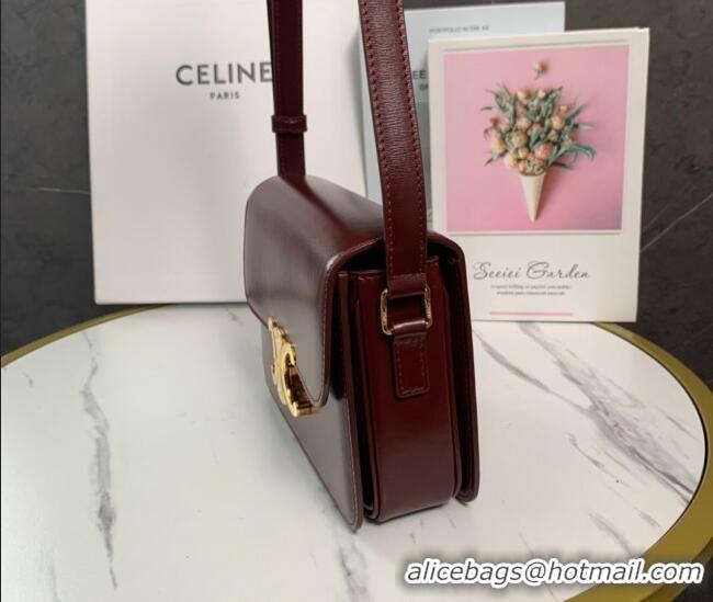 Promotional Celine Teen Triomphe Mini Bag in Shiny Calfskin Leather 188423 Burgundy 2026