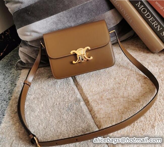 New Cheap Celine Teen Triomphe Mini Bag in Shiny Calfskin Leather 188423 Caramel 2026