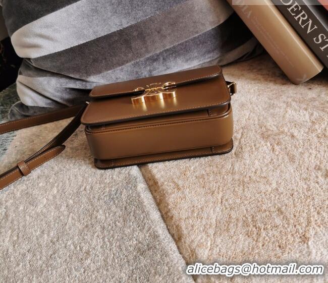New Cheap Celine Teen Triomphe Mini Bag in Shiny Calfskin Leather 188423 Caramel 2026