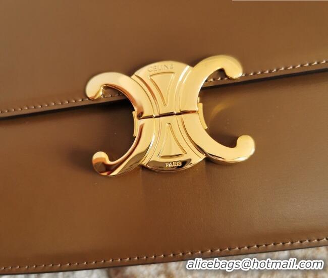 New Cheap Celine Teen Triomphe Mini Bag in Shiny Calfskin Leather 188423 Caramel 2026