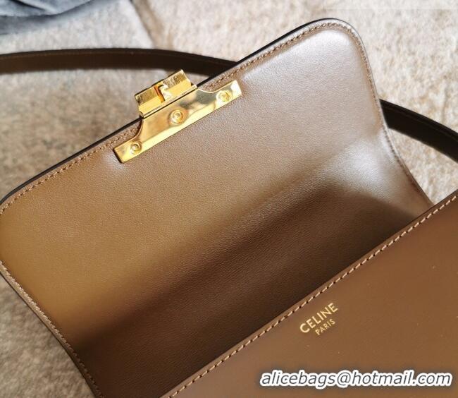 New Cheap Celine Teen Triomphe Mini Bag in Shiny Calfskin Leather 188423 Caramel 2026