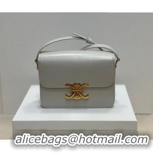 Good Taste Celine Teen Triomphe Mini Bag in Shiny Calfskin Leather 188423 Chalk White 2026