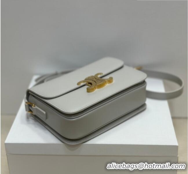 Good Taste Celine Teen Triomphe Mini Bag in Shiny Calfskin Leather 188423 Chalk White 2026