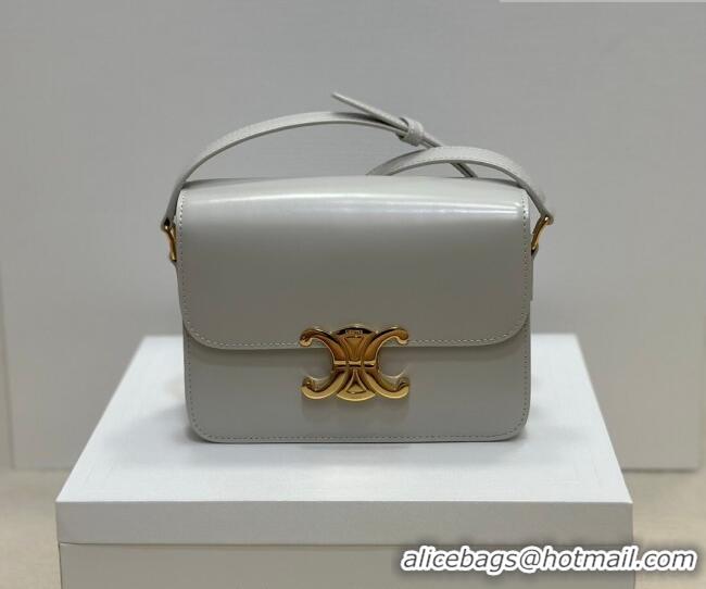 Good Taste Celine Teen Triomphe Mini Bag in Shiny Calfskin Leather 188423 Chalk White 2026